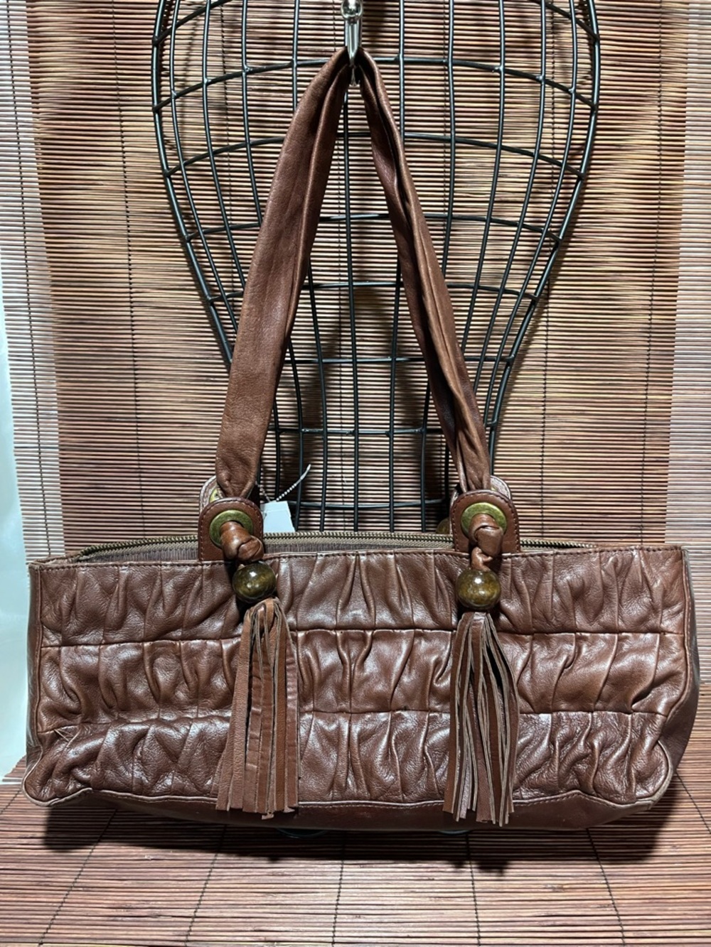 Vintage BCBG Max Azria leather Hobo shoulder bag /Y2K/ Western Glam/ “Boho “